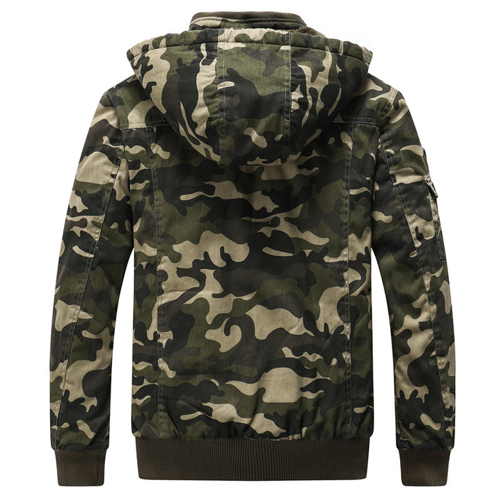 Herren Kapuzen-Camouflage-Fieldjacke mit Teddyfutter, Mehrfach-Taschen und Rippbündchen Echoarchiv
