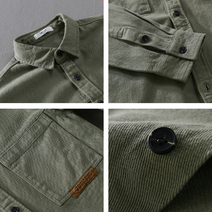 Herren Overshirt-Hemd aus strukturiertem Baumwoll-Twill mit aufgesetzten Brusttaschen und relaxed Fit Echoarchiv