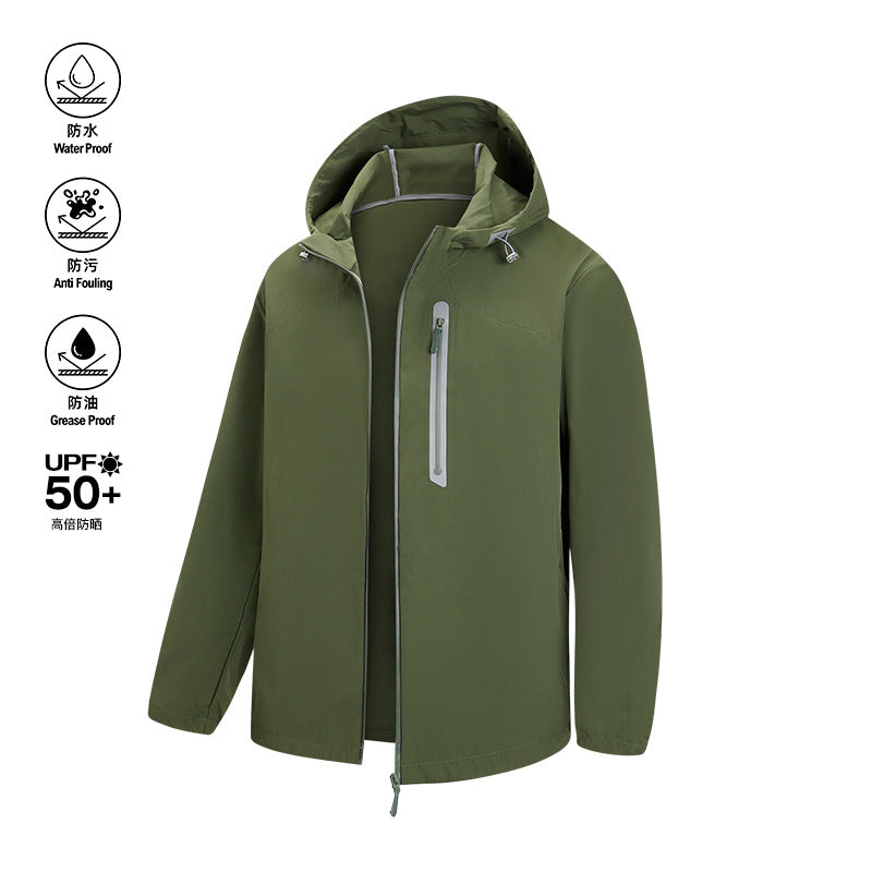 Herren Atmungsaktive Softshell-Kapuzenjacke mit wasserdichter Brusttasche und elastischem Saum Echo Archiv