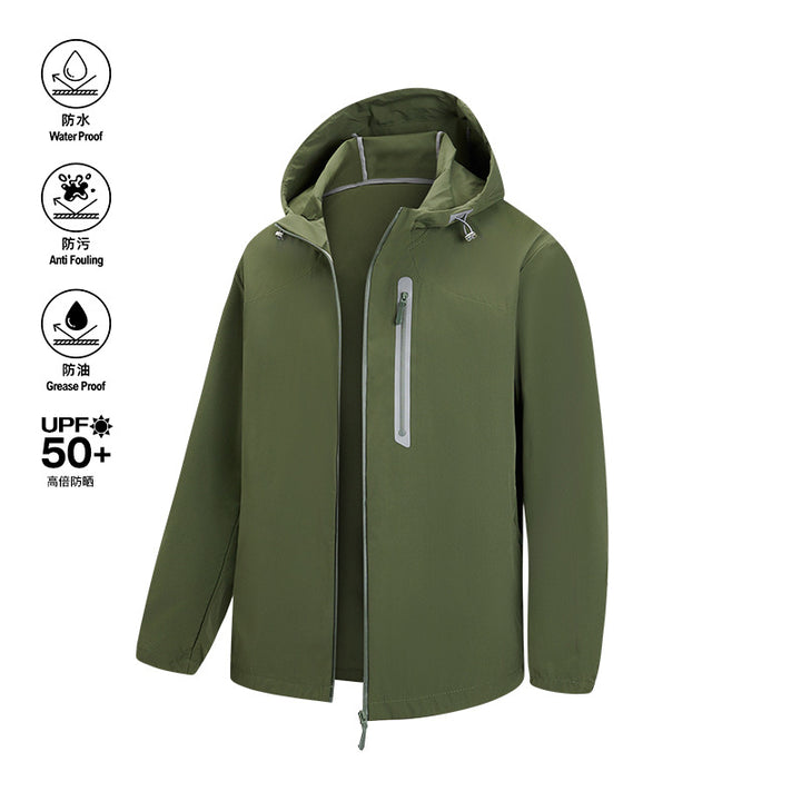 Herren Atmungsaktive Softshell-Kapuzenjacke mit wasserdichter Brusttasche und elastischem Saum Echo Archiv