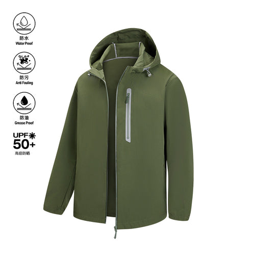 Herren Atmungsaktive Softshell-Kapuzenjacke mit wasserdichter Brusttasche und elastischem Saum Echo Archiv