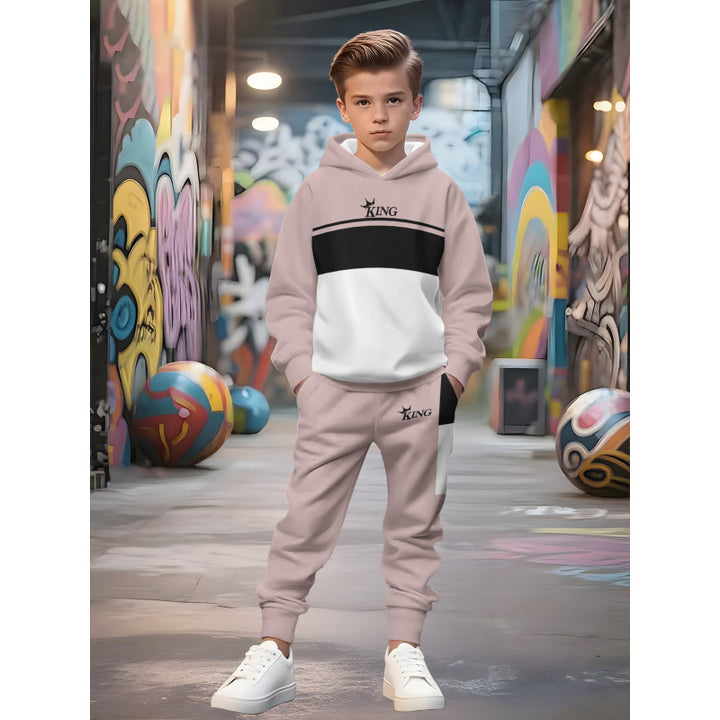 Unisex nan Kinder Jogginganzug mit Kapuzenpullover und detailreichem Auto-Print Echo Archiv