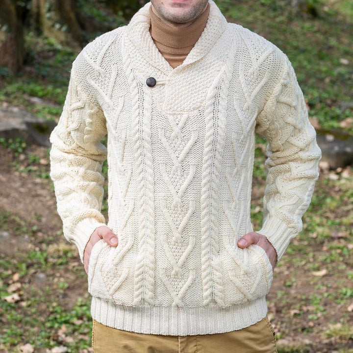 Herren Strickpullover mit klassischem Kragen und strukturiertem Muster Echoarchiv