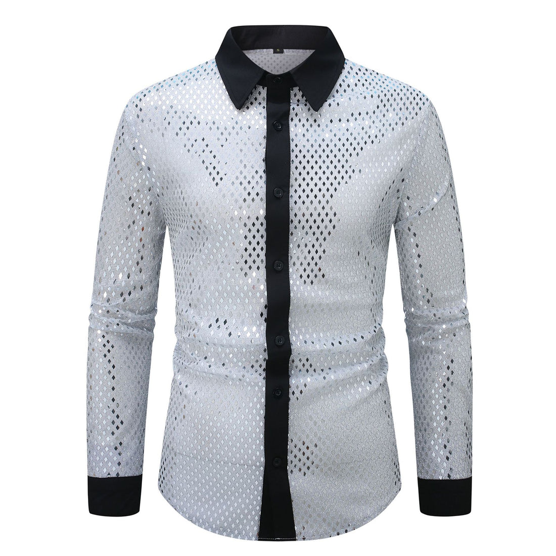 Herren elegantes Langarmhemd mit schimmerndem Design und modischem Kragen – Arvello