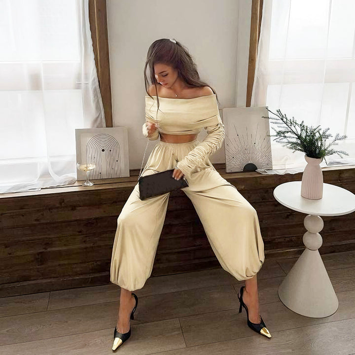 Damen Off-Shoulder Overall mit Raffungen und weitem Bein Echo Archiv