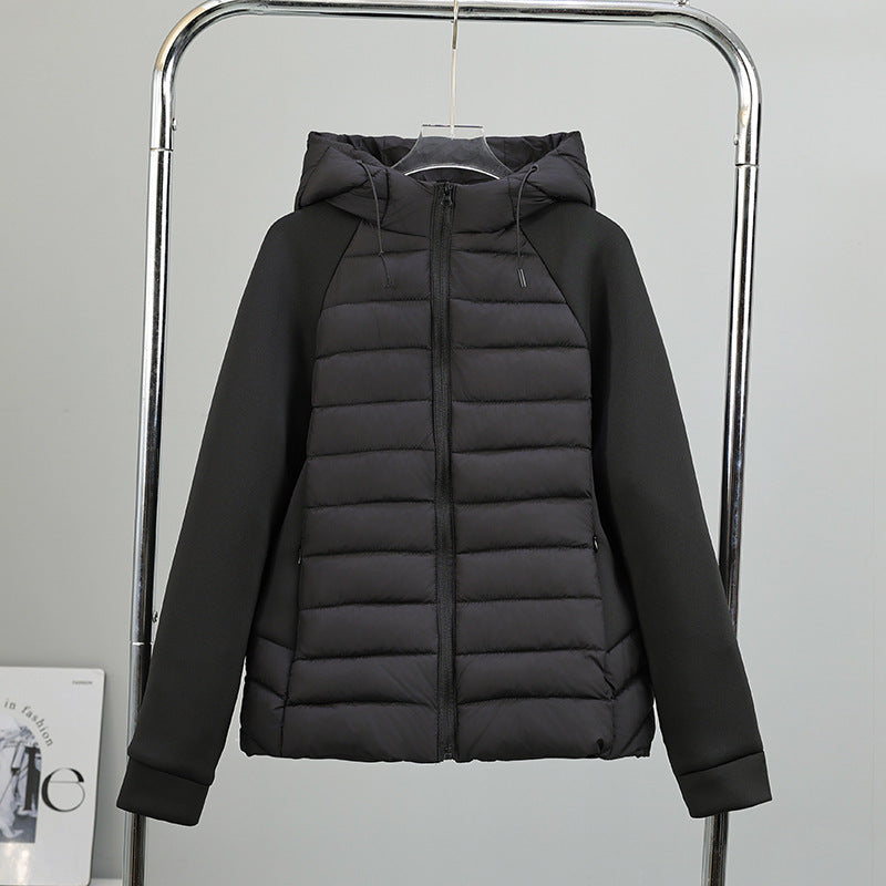 Damen Leichtgewichtige Hybrid-Pufferjacke mit Kapuze und Softshell-Ärmeln Echo Archiv
