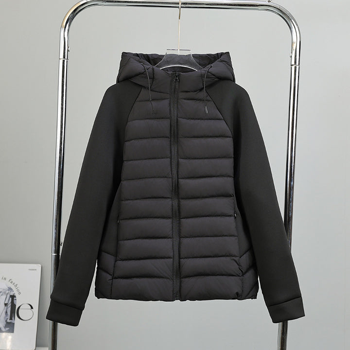 Damen Leichtgewichtige Hybrid-Pufferjacke mit Kapuze und Softshell-Ärmeln Echo Archiv