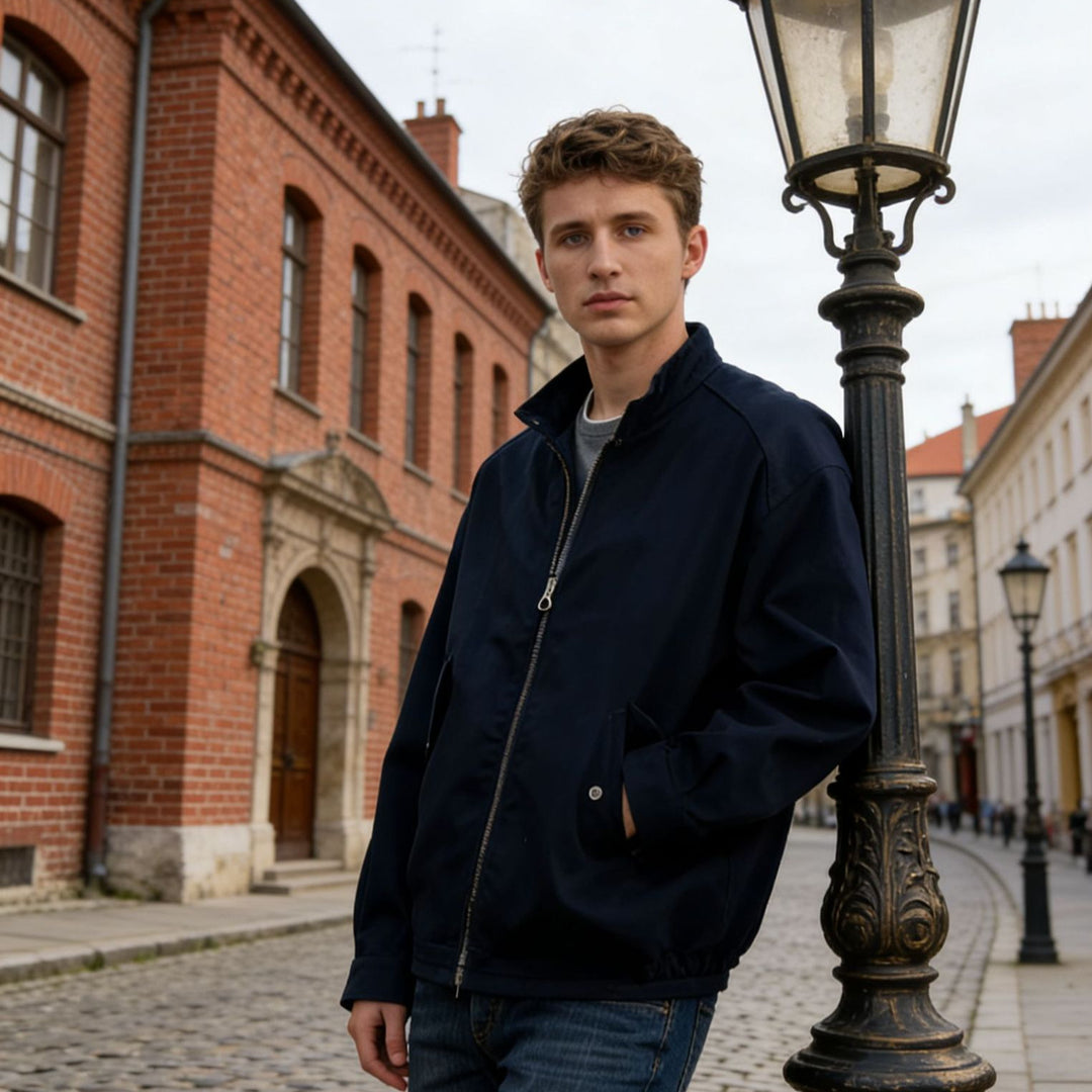 Herren Moderner Blouson mit Stehkragen, Zweiwege-Reißverschluss und elastischem Saum Echoarchiv