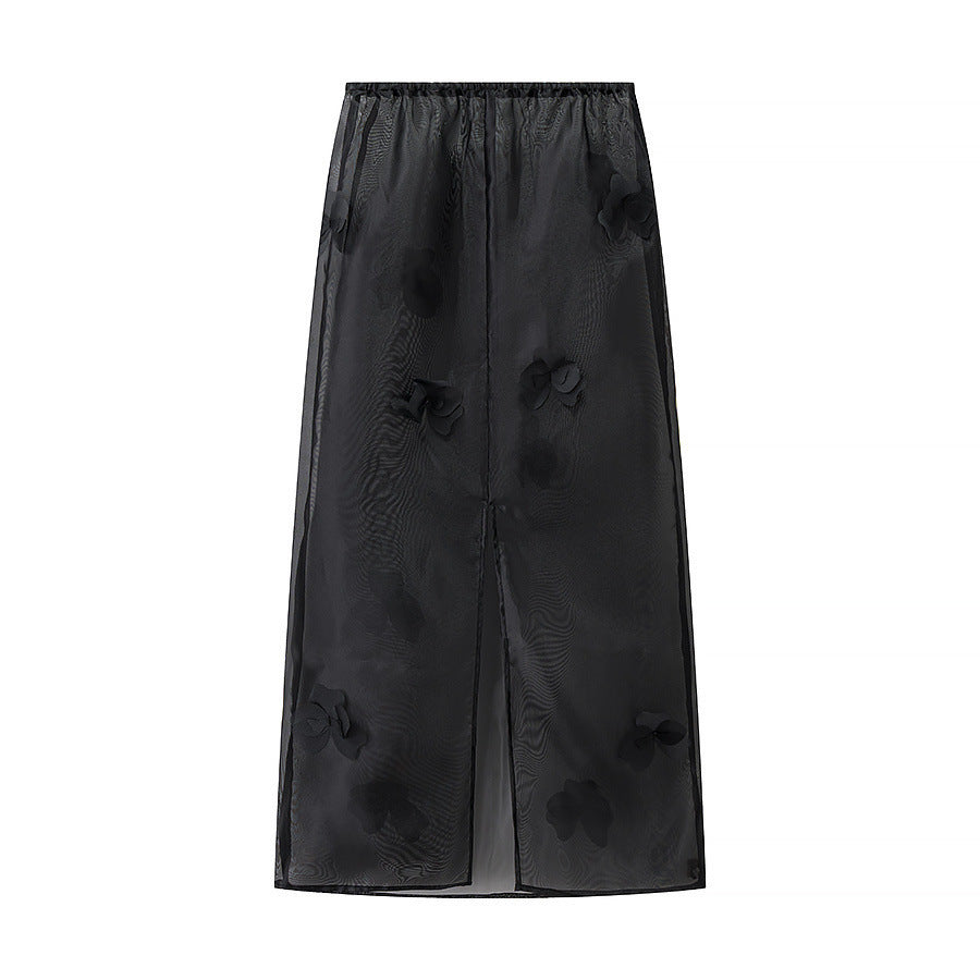 Damen Transparenter Organza-Unterrock mit elastischem Bund und 3D‑Blütenapplikation Echo Archiv