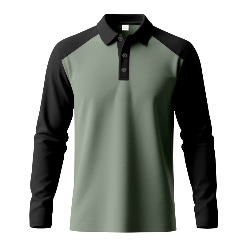 Herren Langarm-Polo-Shirt mit Kontrastärmeln und atmungsaktivem Stoff Echoarchiv