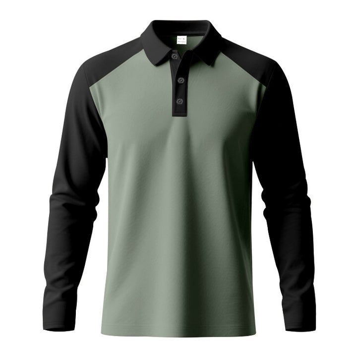 Herren Sportliches Langarmpoloshirt mit Kontrastärmel Echoarchiv