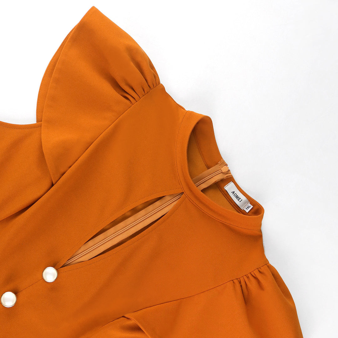 Damen eleganter Jumpsuit mit Rüschärmeln und dekorativen Knöpfen Echo Archiv