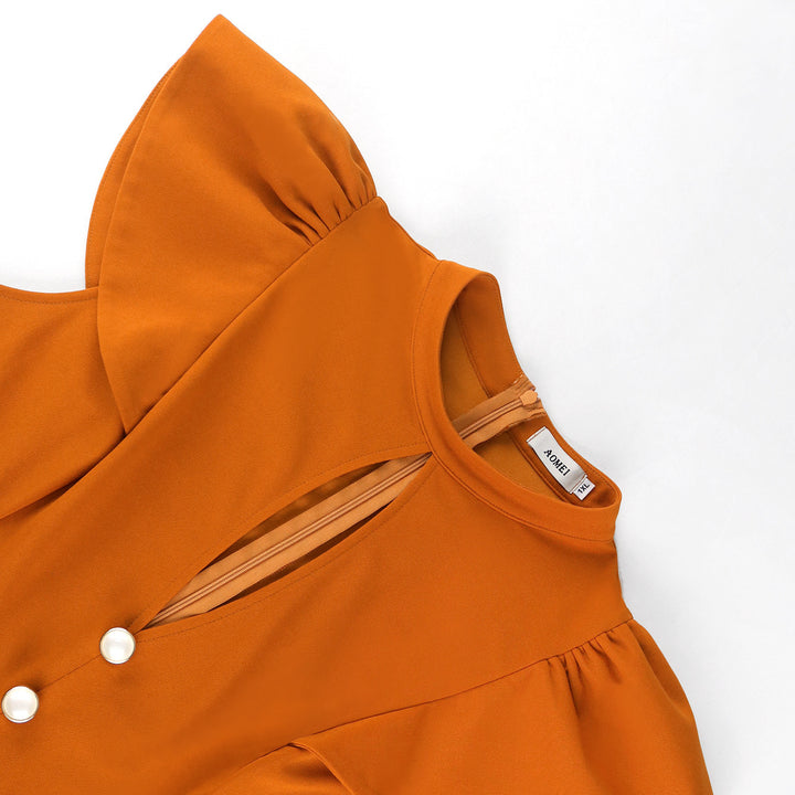 Damen eleganter Jumpsuit mit Rüschärmeln und dekorativen Knöpfen Echo Archiv