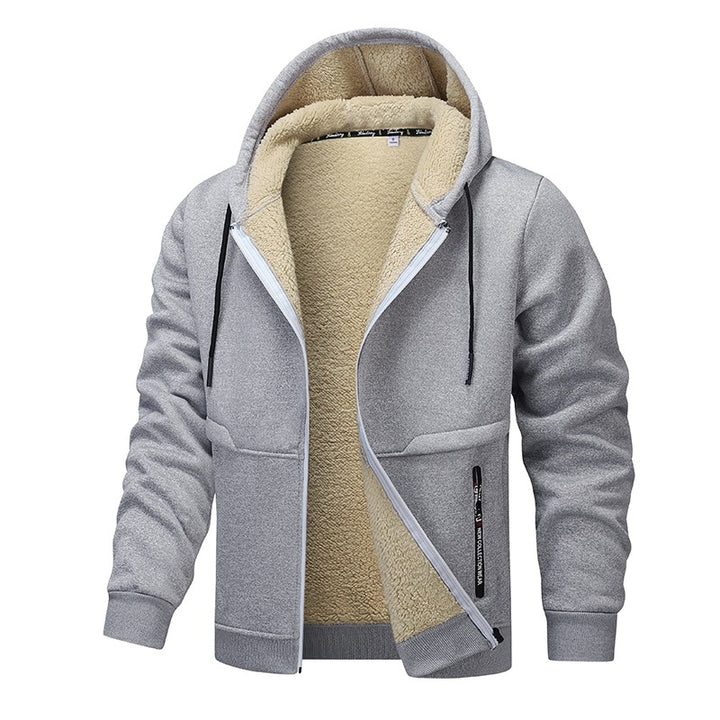 Herren Gefütterte Kapuzenjacke mit Teddyfutter, durchgehendem Reißverschluss und Eingriffstaschen Echo Archiv