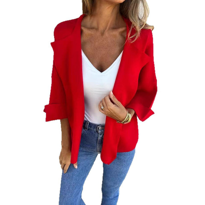 Damen nan legerer offener Strickcardigan mit Schalkragen krempelbaren Ärmeln und kastiger Silhouette Echo Archiv