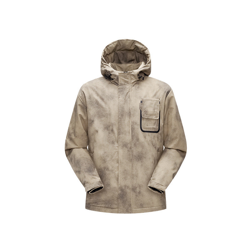 Herren Minimalistische technische Shell-Jacke mit Kapuze und Utility-Brusttasche Echo Archiv