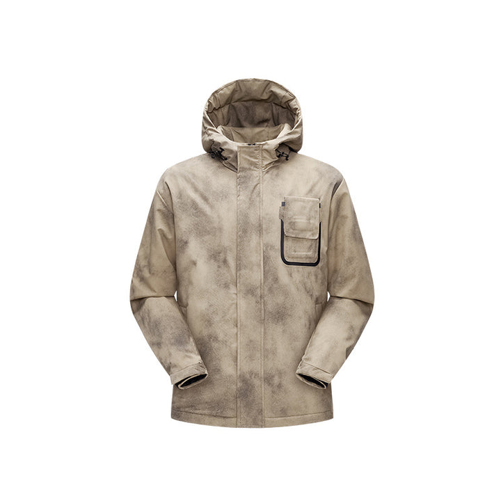 Herren Minimalistische technische Shell-Jacke mit Kapuze und Utility-Brusttasche Echo Archiv