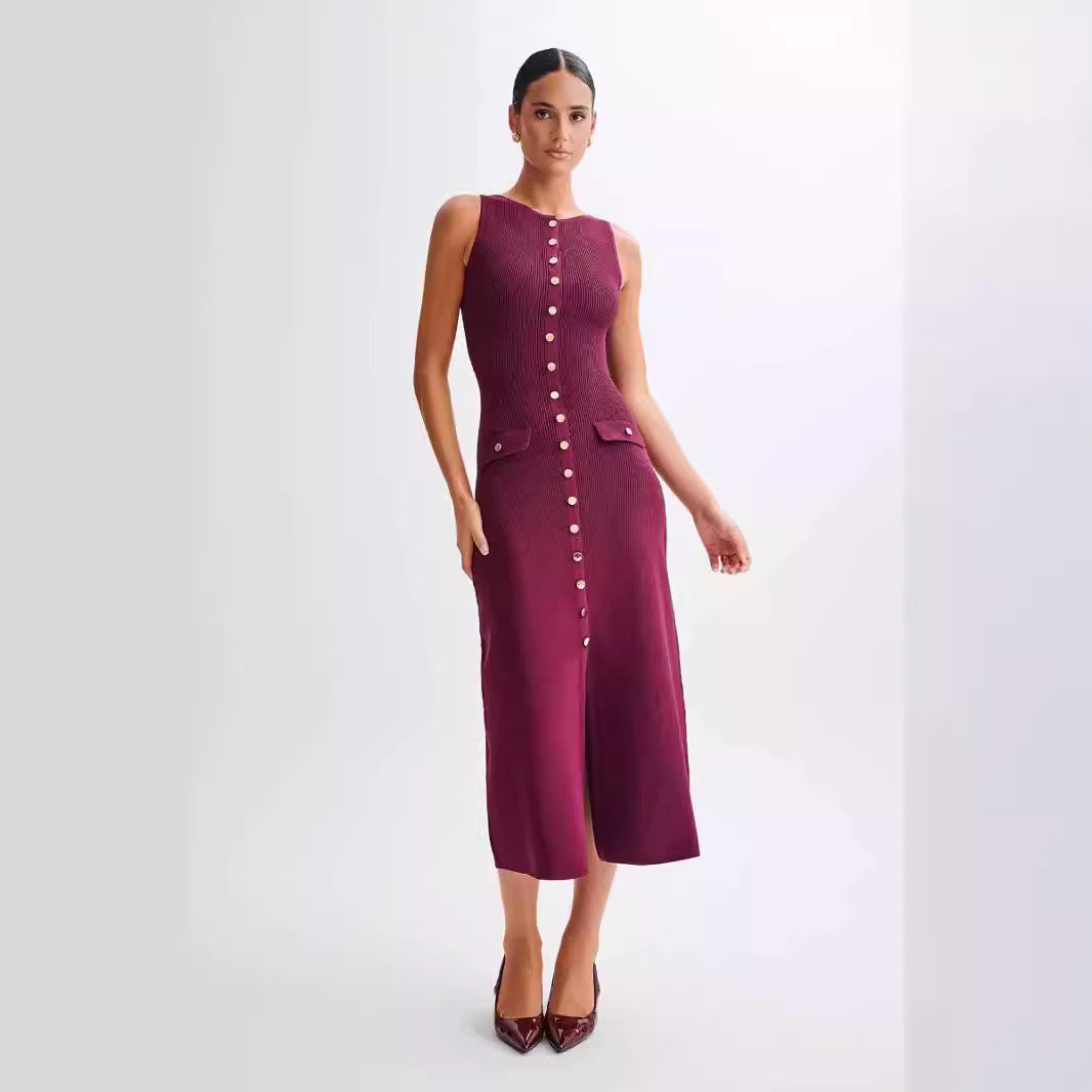 Damen Strick-Maxikleid mit durchgehendem Knopfverschluss Echo Archiv