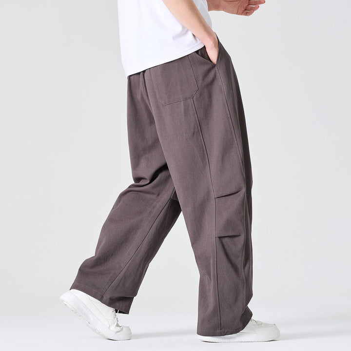 Herren Weite Relaxed-Fit Stoffhose mit Tunnelzug und Bundfalten Echo Archiv