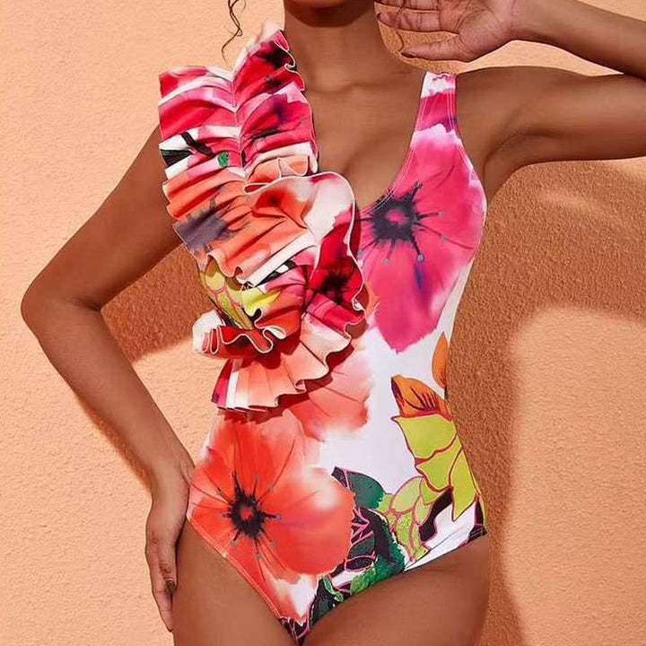 Damen Badeanzug mit voluminösem Rüschendetail und eleganter Wickelrock-Option Echo Archiv