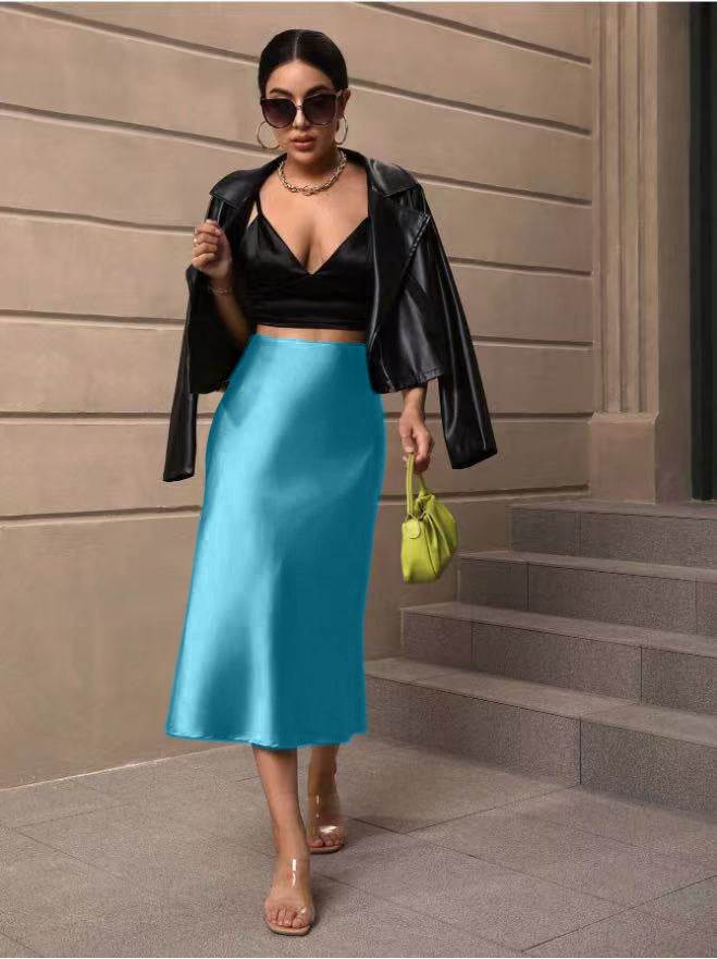 Damen Satin Rock mit schwingendem Saum und elegantem Schnitt Echoarchiv