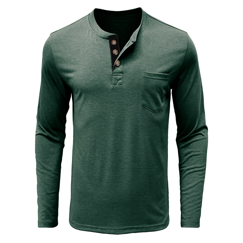 Herren Langarm-Henley-Shirt mit modischen Knöpfen Echoarchiv