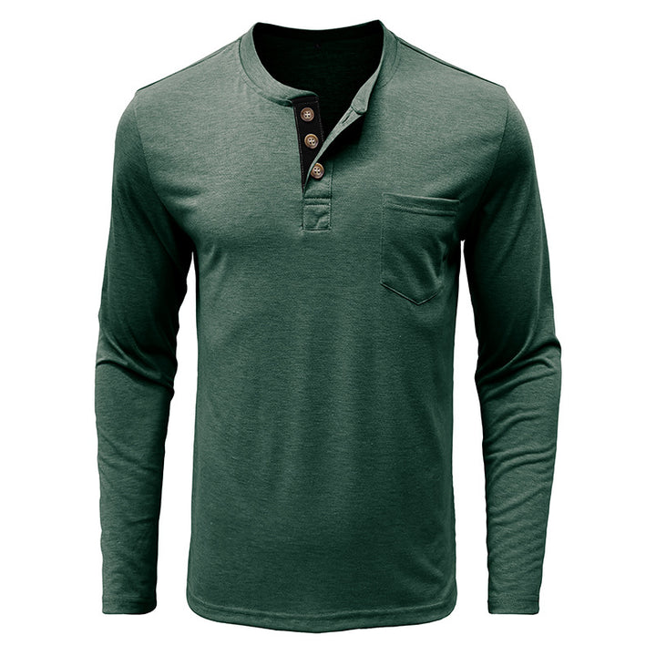 Herren Langarm-Henley-Shirt mit modischen Knöpfen Echoarchiv