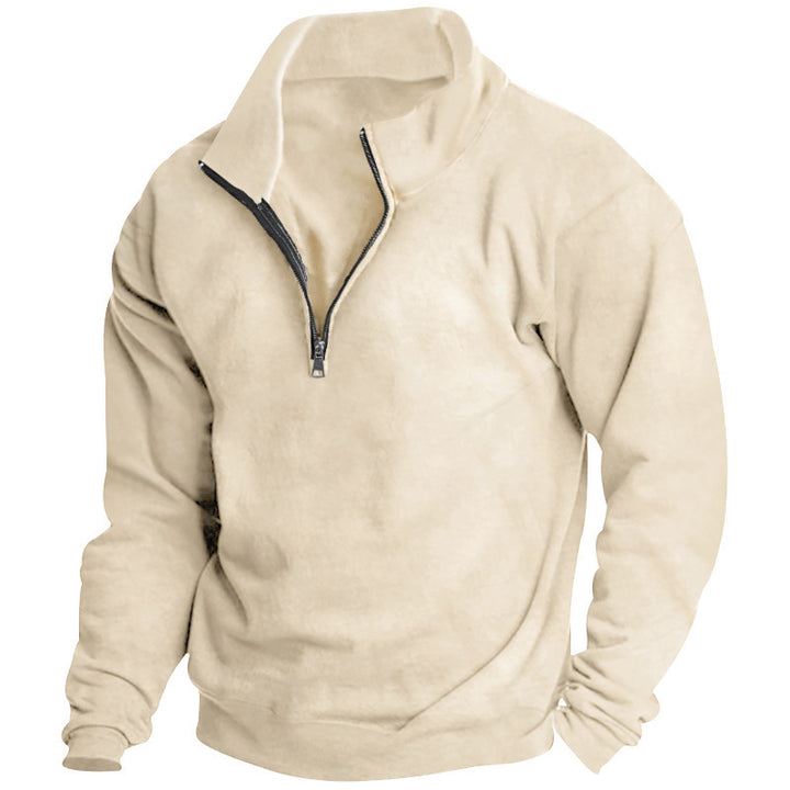 Herren Sportlicher Stehkragenpullover mit Reißverschluss Echoarchiv