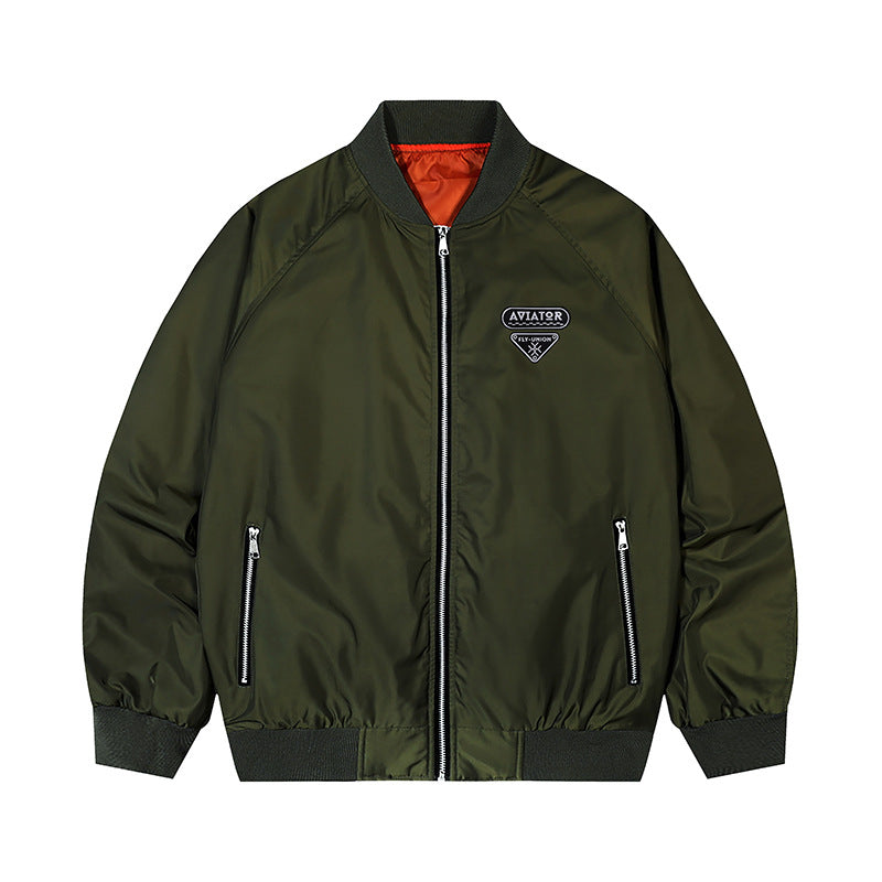 Herren  leichte Flugjacke mit vintage Flieger-Patch, kontrastierendem Satin-Futter und Reißverschlusstaschen Echo Archiv