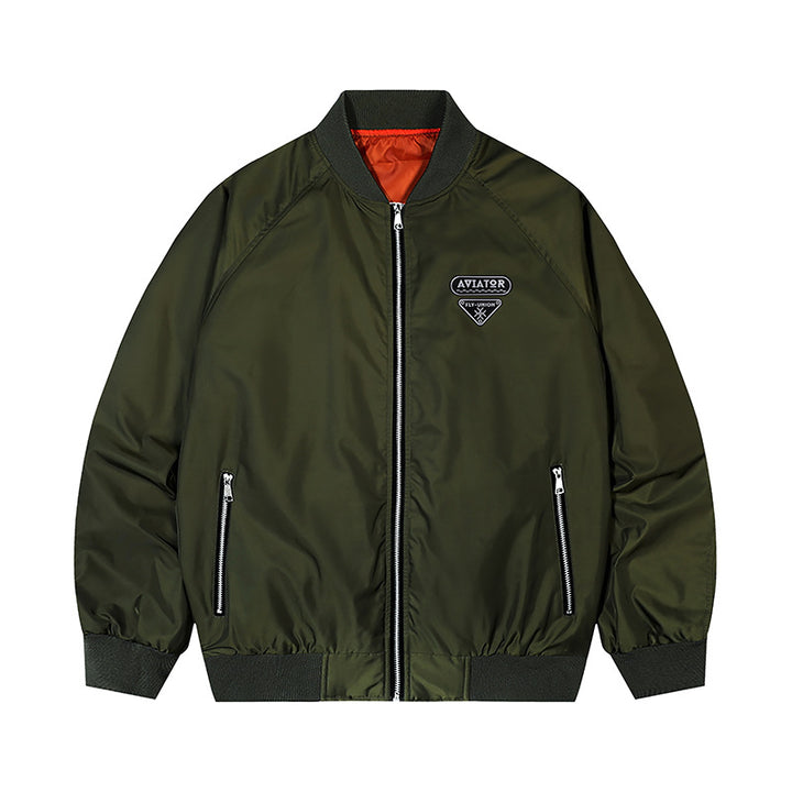 Herren  leichte Flugjacke mit vintage Flieger-Patch, kontrastierendem Satin-Futter und Reißverschlusstaschen Echo Archiv