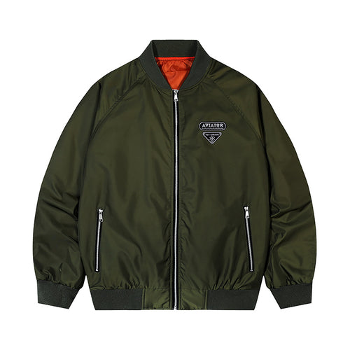 Herren  leichte Flugjacke mit vintage Flieger-Patch, kontrastierendem Satin-Futter und Reißverschlusstaschen Echo Archiv