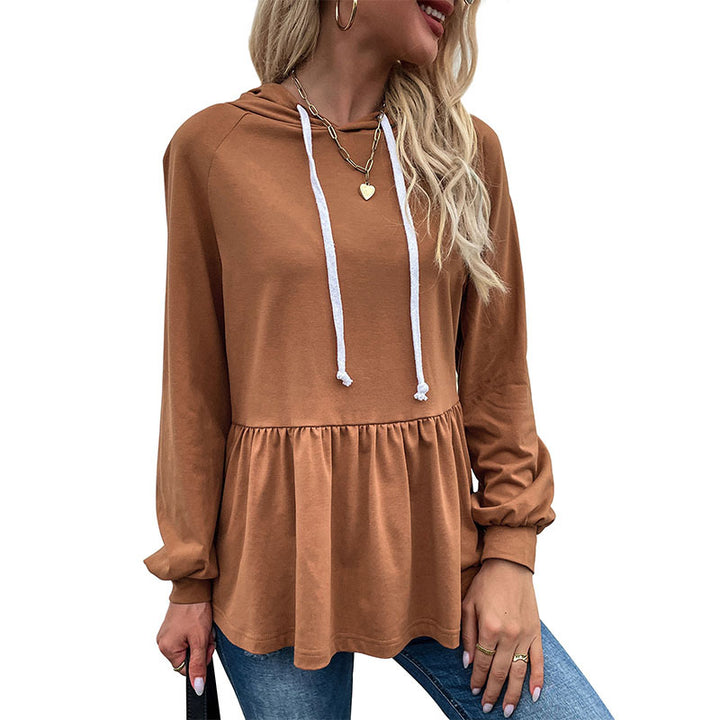 Damen Kapuzen-Sweatshirt mit geraffter Taillenstufe und Babydoll-Silhouette Echoarchiv
