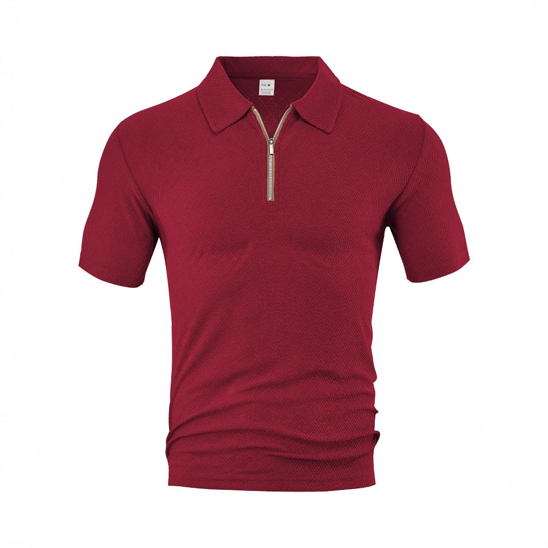 Herren Poloshirt mit innovativem Reißverschluss und strukturiertem Gewebe Echoarchiv