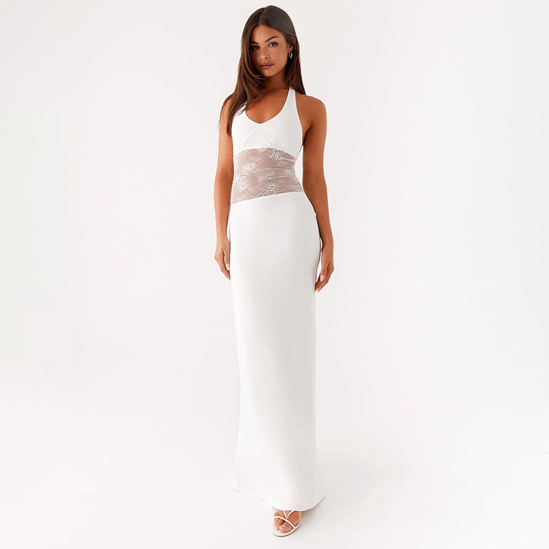 Damen Elegantes Maxikleid mit romantischer Spitzenmitte Echo Archiv