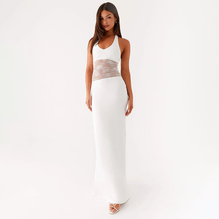 Damen Elegantes Maxikleid mit romantischer Spitzenmitte Echo Archiv