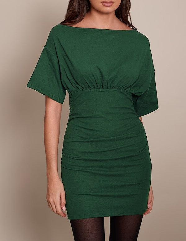 Damen figurbetontes Wickelkleid mit Raffungen und weiten Ärmeln Echo Archiv