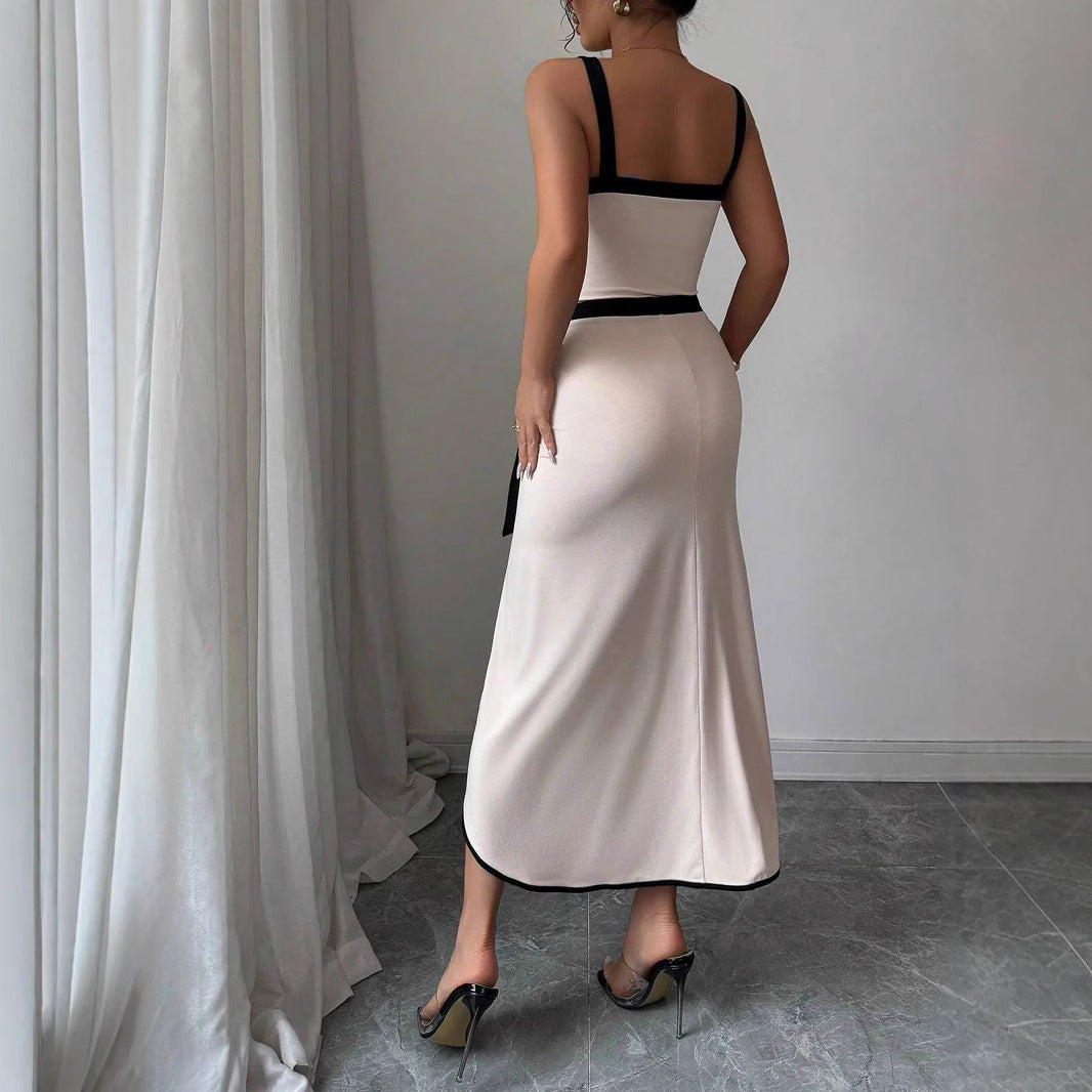 Damen Elegantes Wickelkleid mit tiefem Schlitz und Taillengürtel Echo Archiv