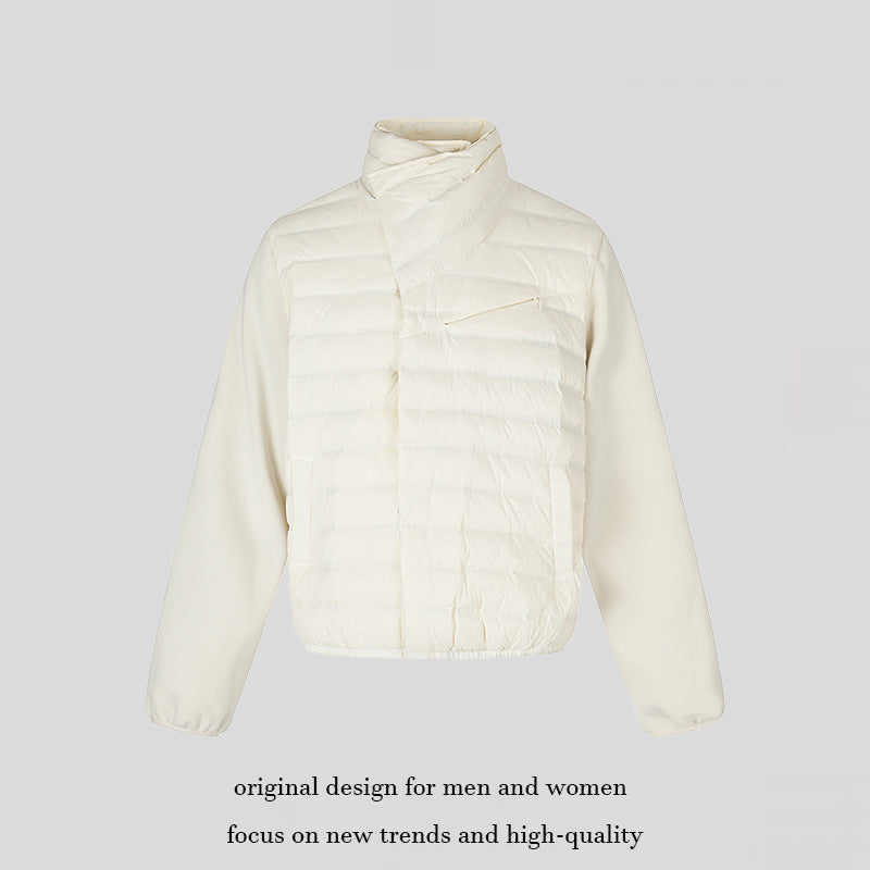 Damen gesteppte Hybrid-Jacke mit asymmetrischem Schalkragen und elastischem Bund Echoarchiv