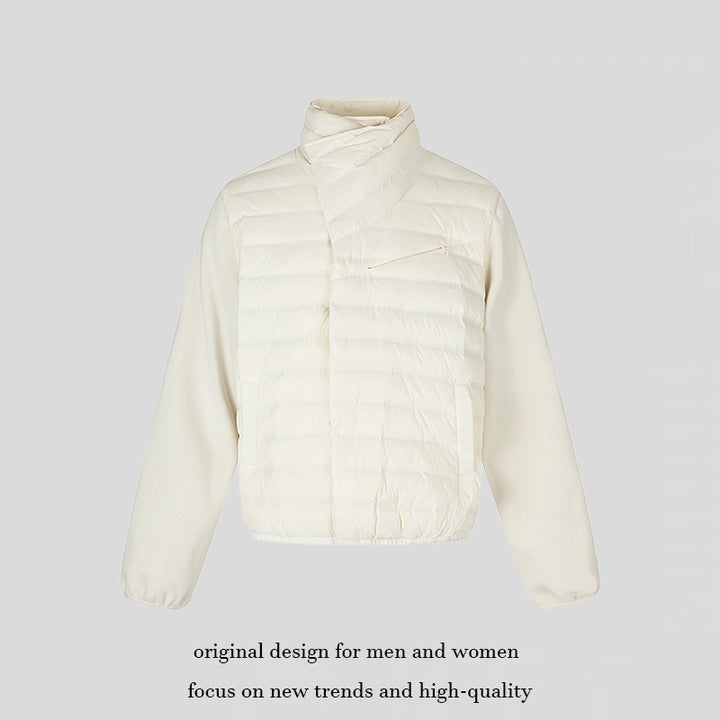 Damen gesteppte Hybrid-Jacke mit asymmetrischem Schalkragen und elastischem Bund Echoarchiv