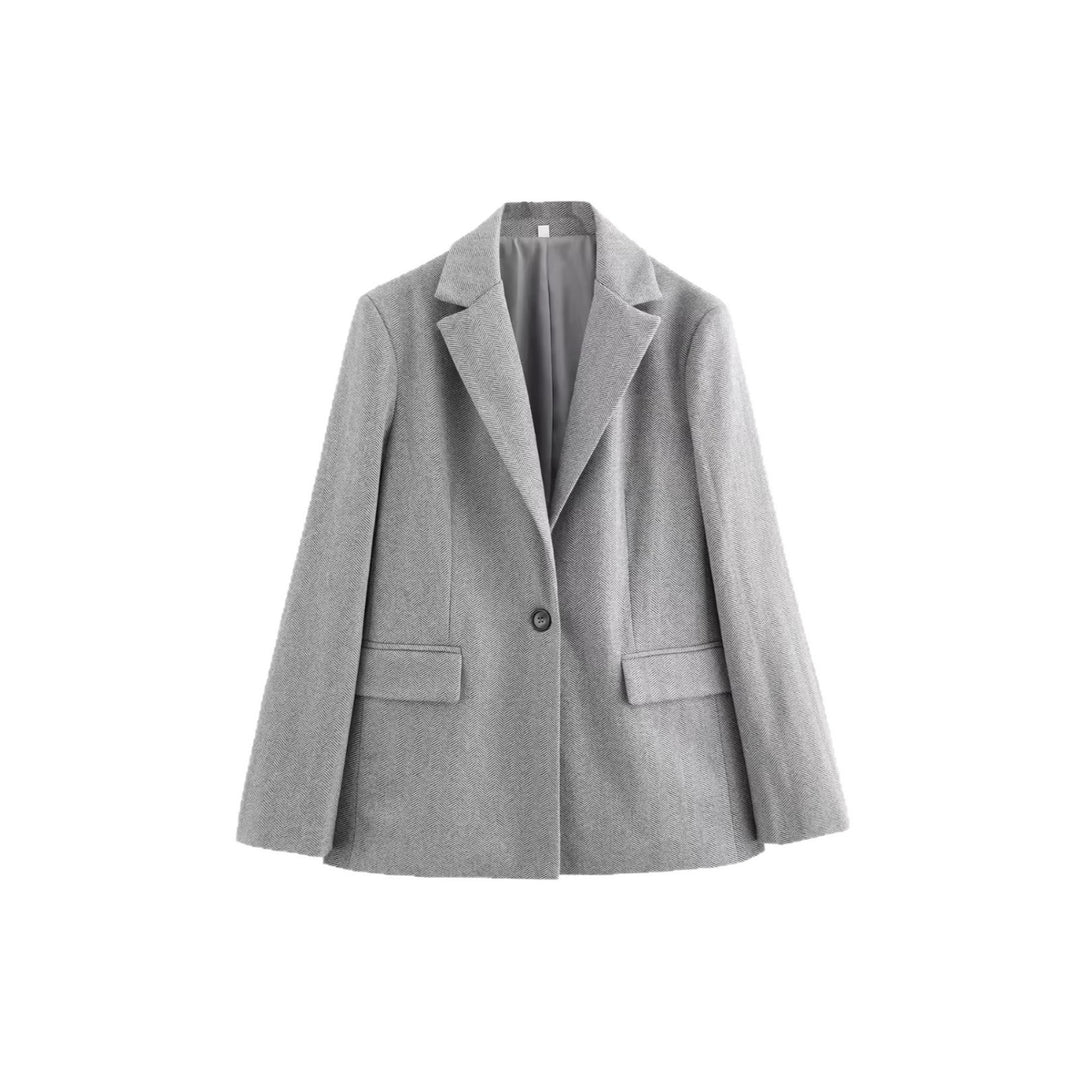 Damen Einreihiger Blazer mit Fischgrätmuster, Reverskragen und Pattentaschen – Valéne