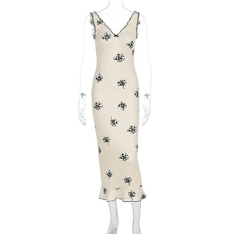 Damen Elegantes Maxikleid mit floralen Motiven und Rüschen Echo Archiv