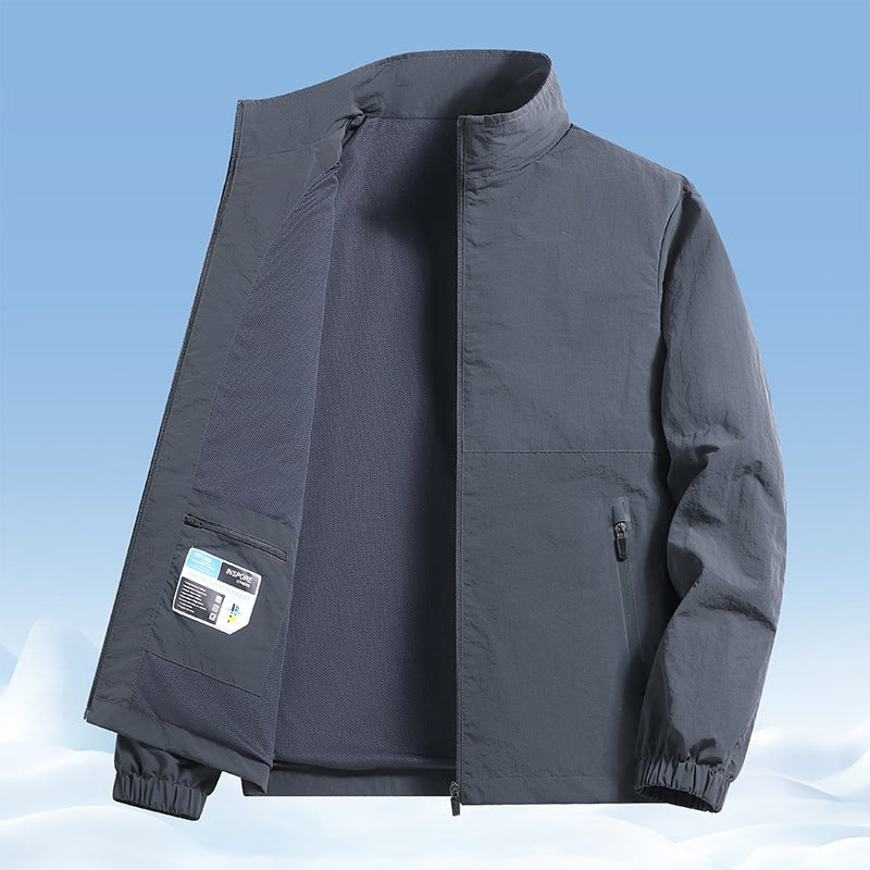 Herren Leichte wind- und wasserabweisende Übergangsjacke mit Meshfutter, Stehkragen & Reißverschlusstaschen Echoarchiv