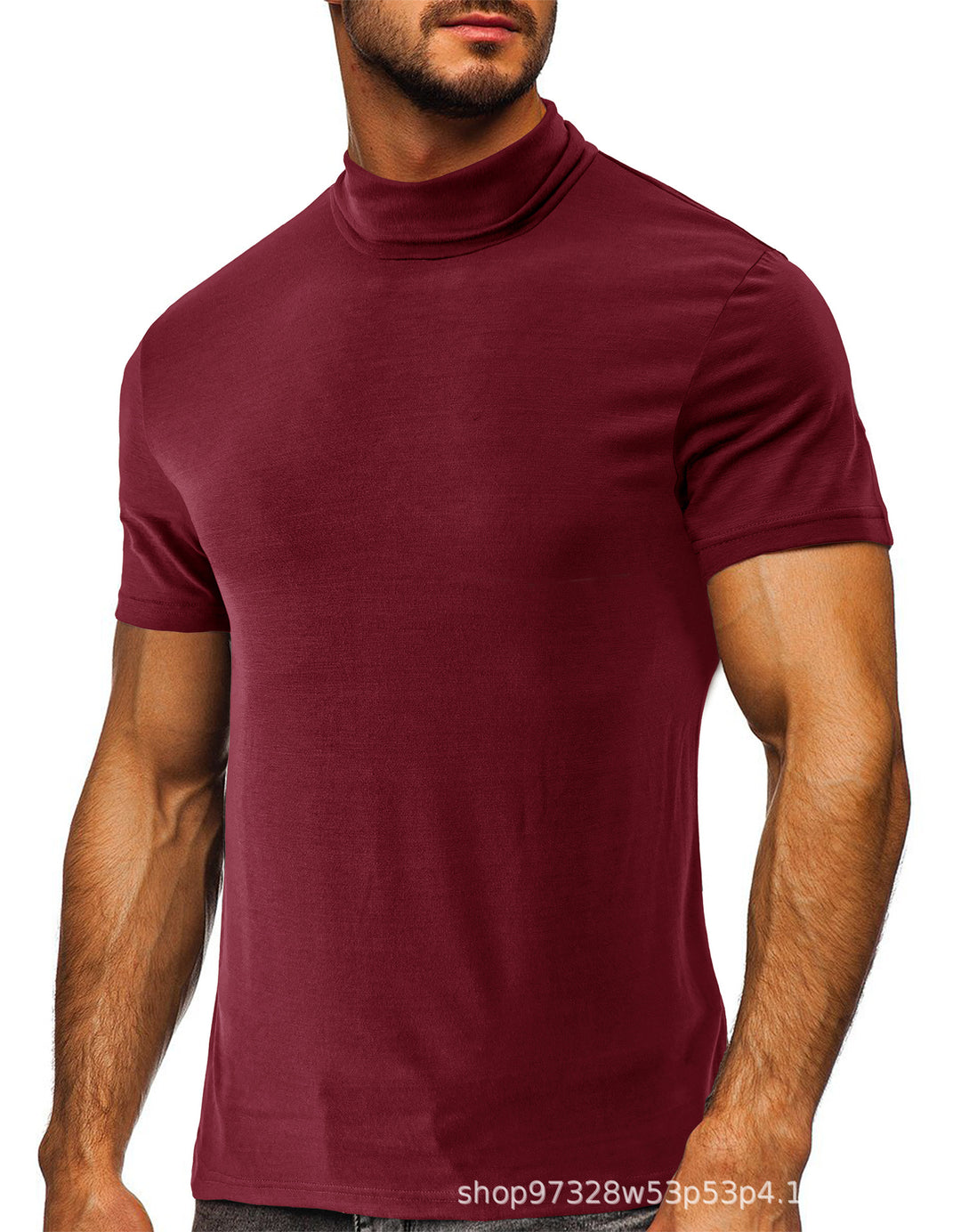 Herren modisches Kurzarm-T-Shirt mit hochschlagbarem Kragen Echoarchiv