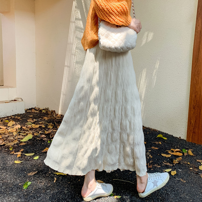 Damen Langer, eleganter Strickrock mit feinem Wellenmuster Echo Archiv
