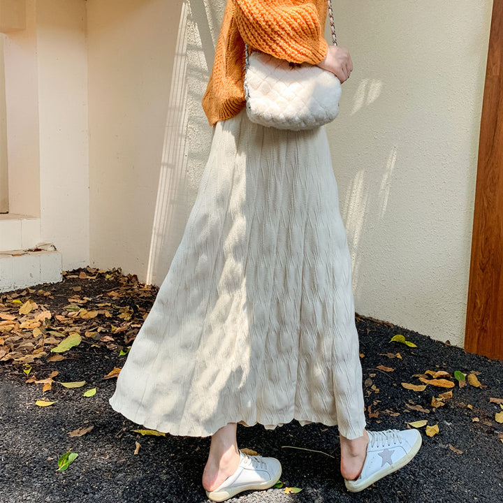 Damen Langer, eleganter Strickrock mit feinem Wellenmuster Echo Archiv