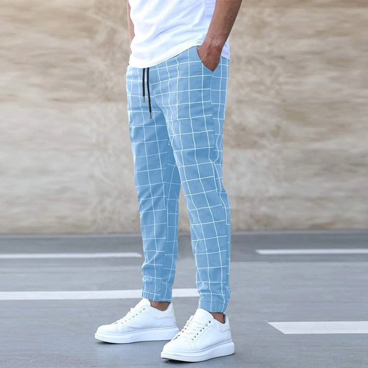 Herren karierte Jogginghosen mit Kordelzug, Slim Fit und elastischen Bündchen Echoarchiv
