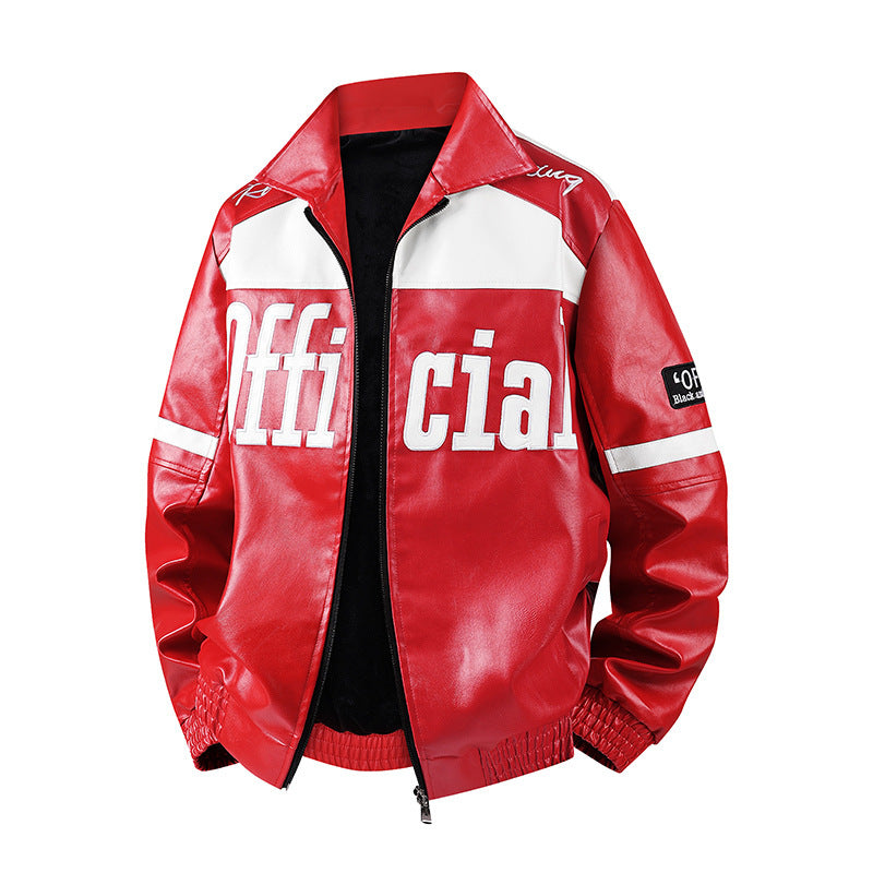 Herren Modische Kunstlederjacke mit Symbol-Design Echo Archiv