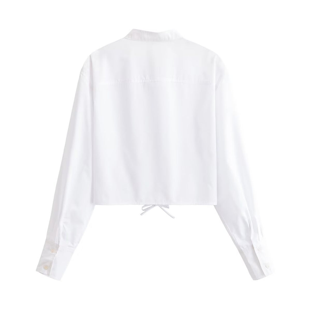 Damen Kurzbluse mit taillierter Schnürung und Stehkragen Echo Archiv