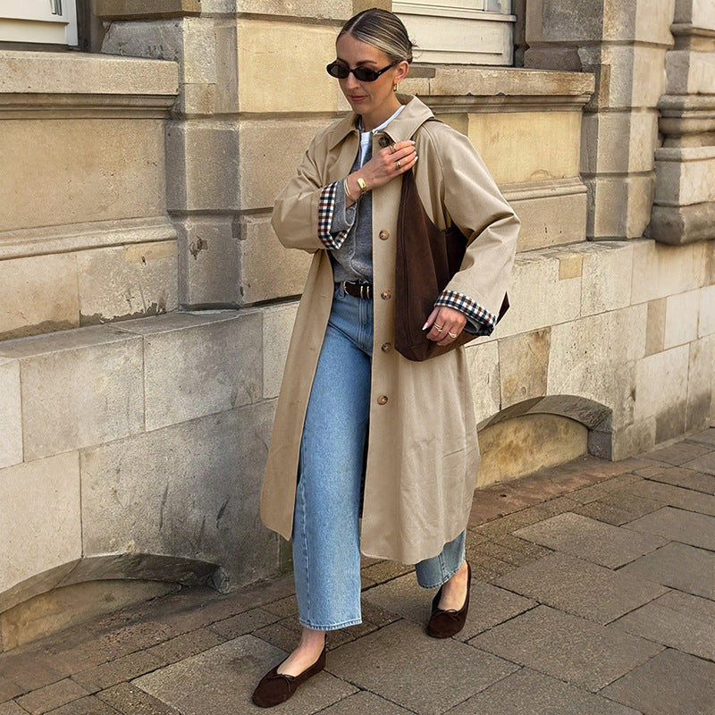 Damen Klassischer Trenchcoat mit kariertem Innenfutter Echo Archiv