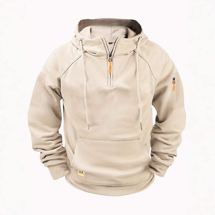 Herren sportlicher Kapuzenpullover mit halbem Reißverschluss und praktischen Seitentaschen Echoarchiv